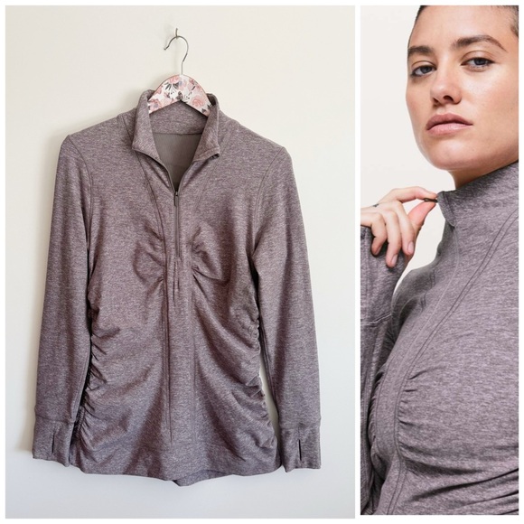 LULULEMON Cypress Kiss 1/2 Zip Top In Heathered Lunar Rock 10 Purple Long Sleeve - Picture 1 of 12